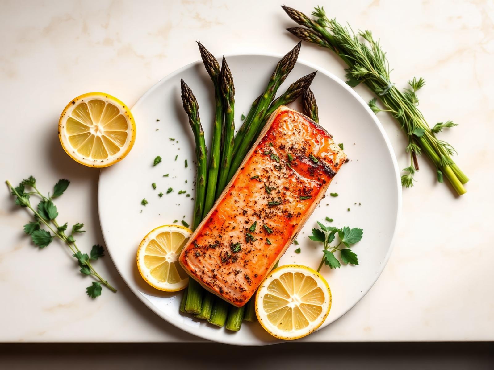 Pan-Seared Salmon with Lemon Asparagus